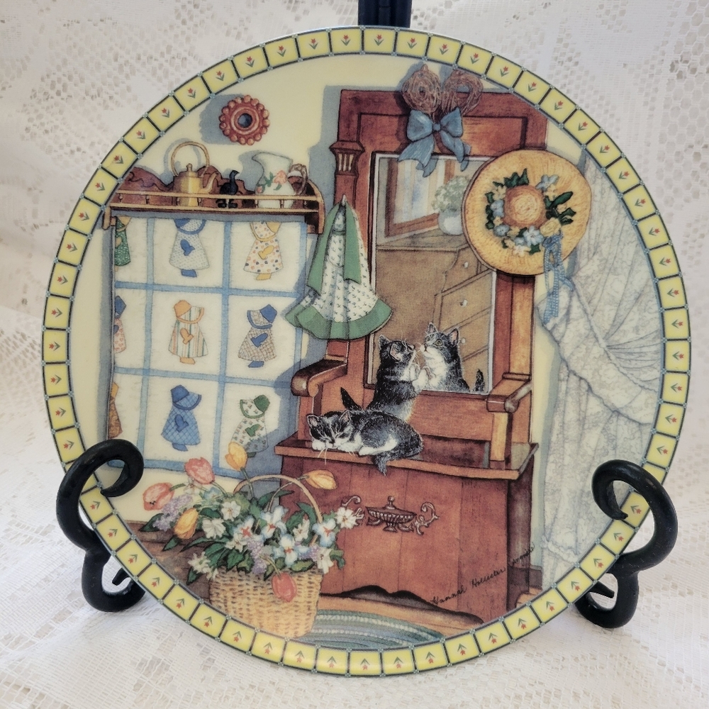 1991 Vintage Knowles Collector’s Cat 8"  Plate "Mirror Mischief"